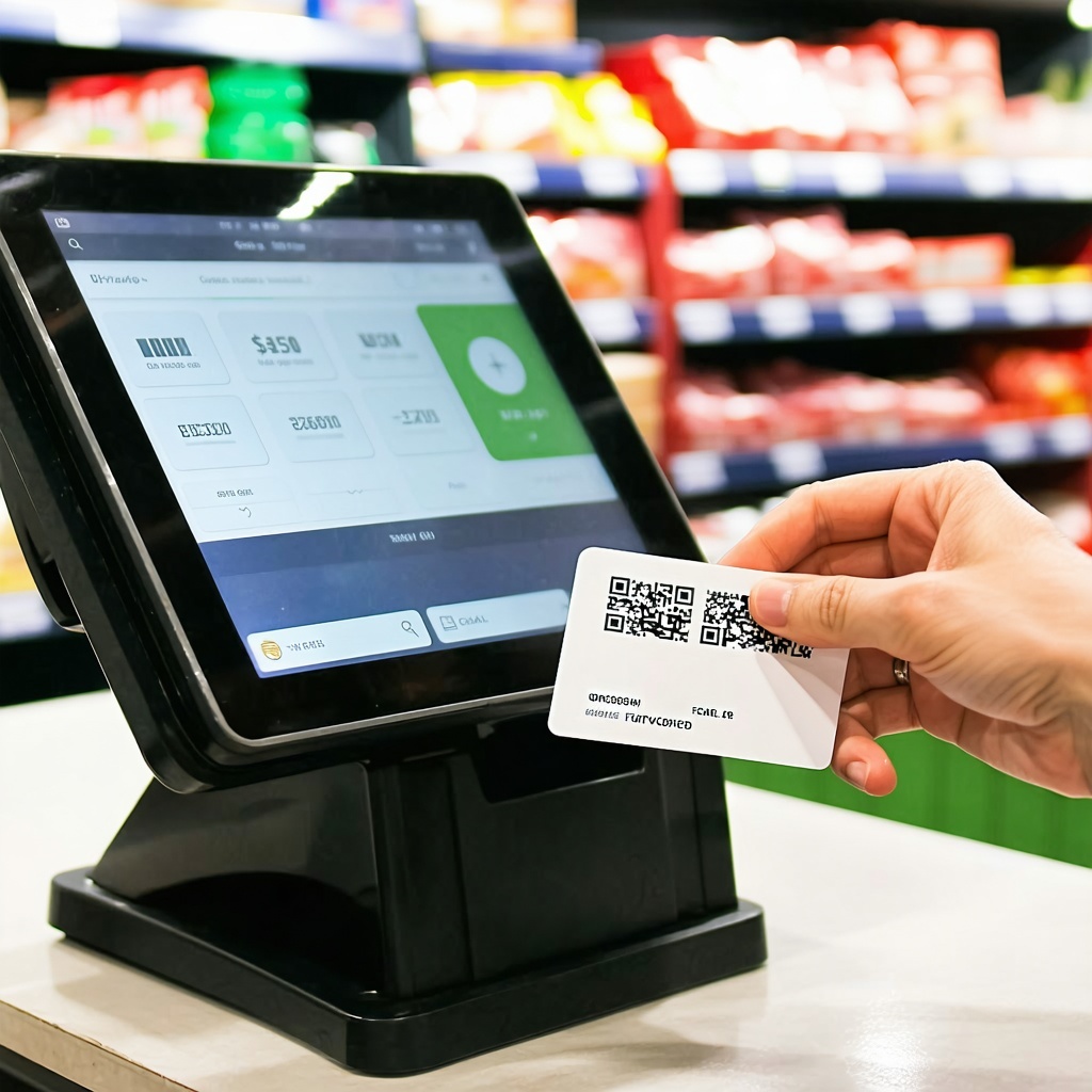 A POS system in a store with a loyalty card