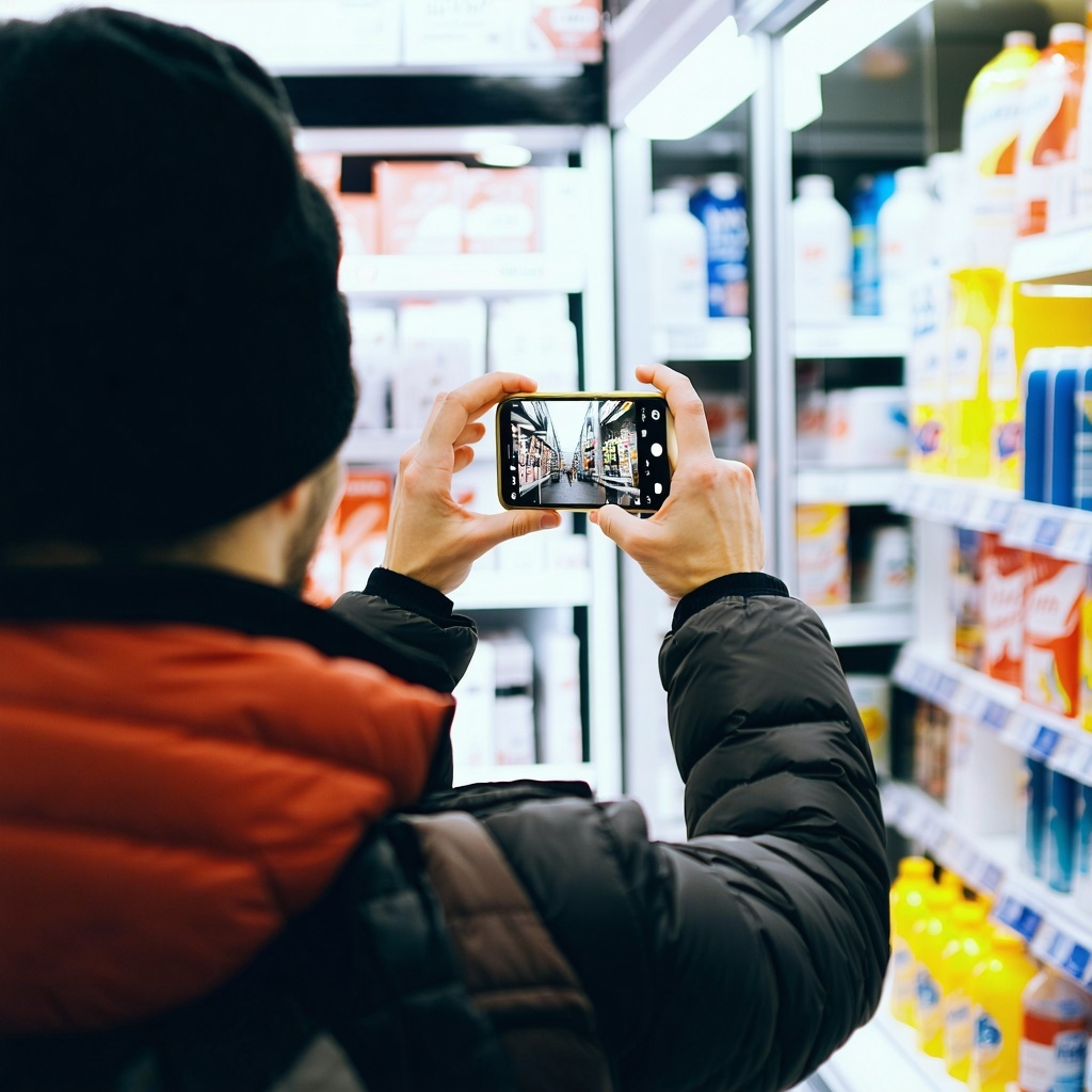 Someone taking a picture of a store as user generated content