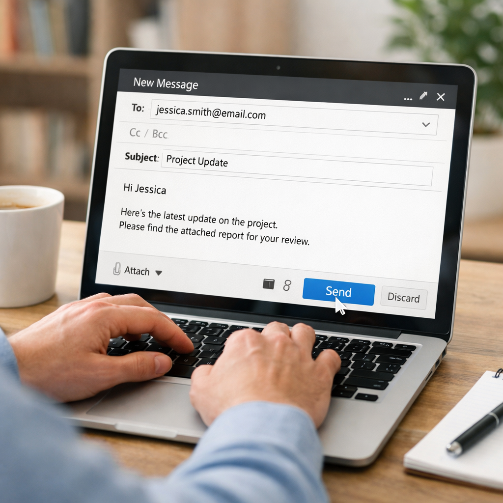 someone sending an email