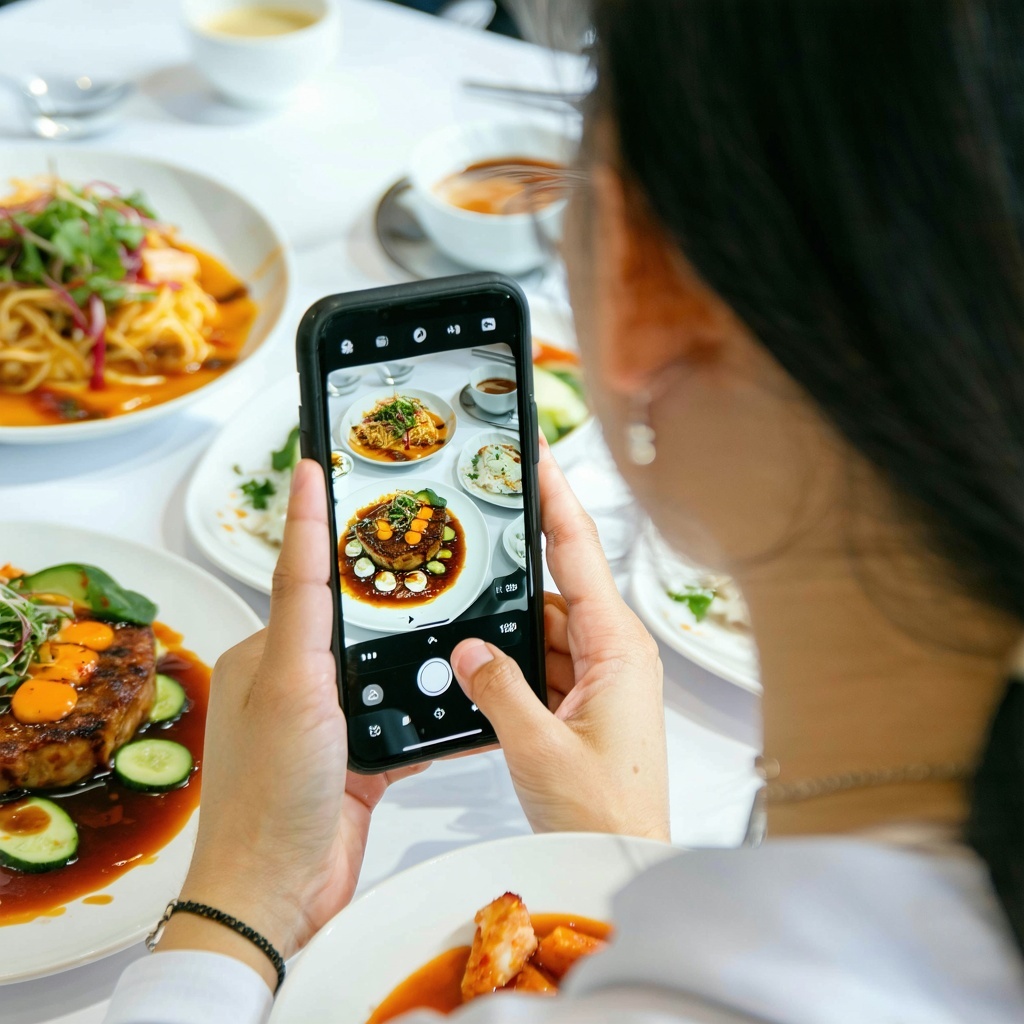 someone taking a photo of their food